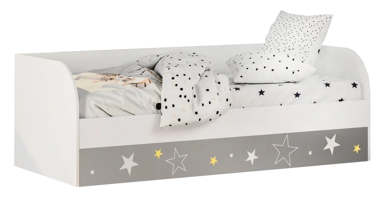 Кровать детская с подъемным механизмом крп 01 трио белый звездное детство